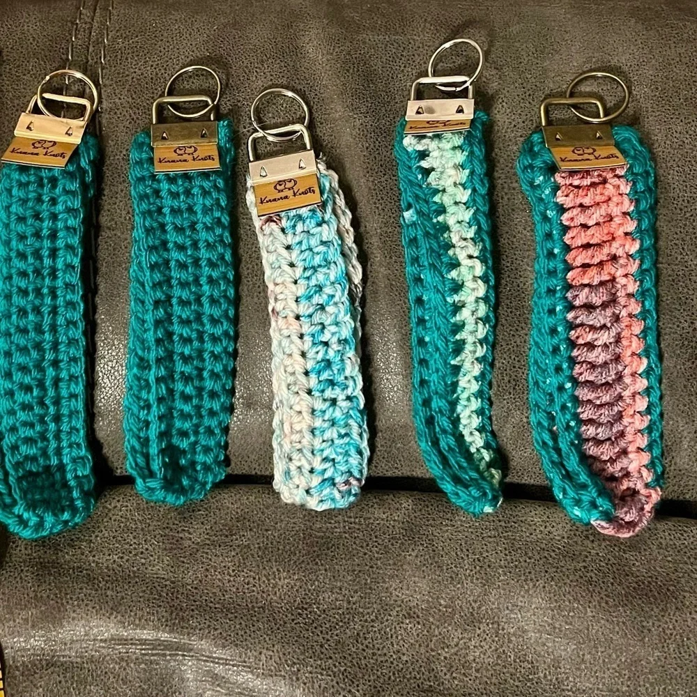 Set of 5 Handcrafted Crochet Wristlet Key chain, Cardholder